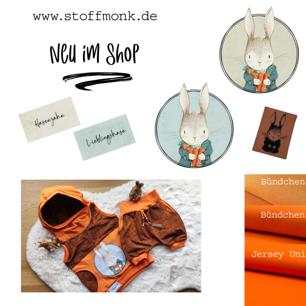 Patch / Aufnäher  - Hase mit Karotten - Blau